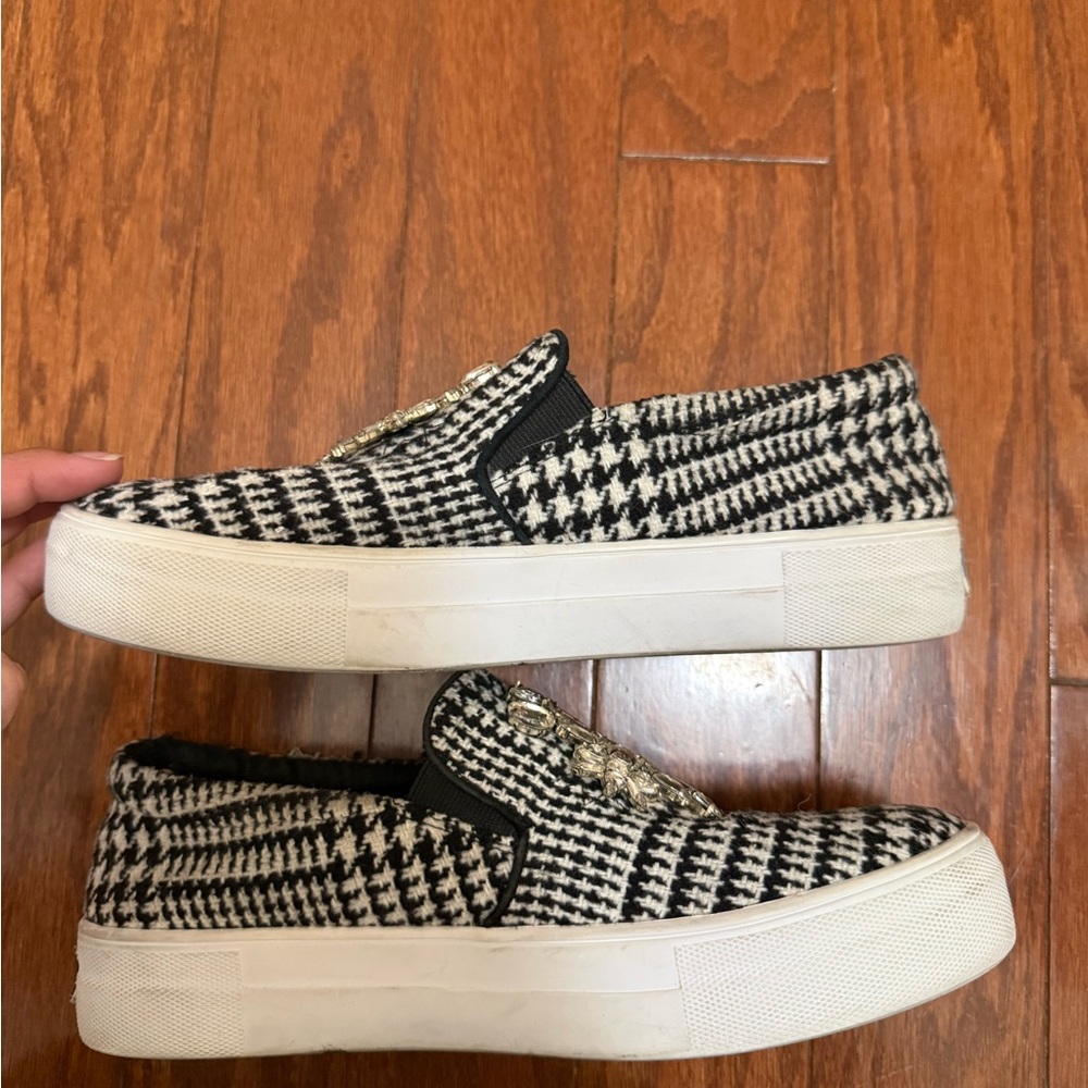 Kate Spade Gizelle Houndstooth Embellished Slip On Sneakers Women 6.5 Rhinestone - Picture 3 of 7